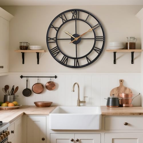 BBALOVEDRE 24 Inch Black Roman Numerals Large Wall Clocks for Home Decor by BBALOVEDRE - Used condition - Image 5