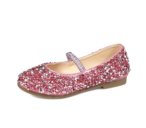 VASHCAME - Sapatos de princesa para meninas com lantejoulas roxas para disfarce, festas, casamentos, ROSA, 28 UE