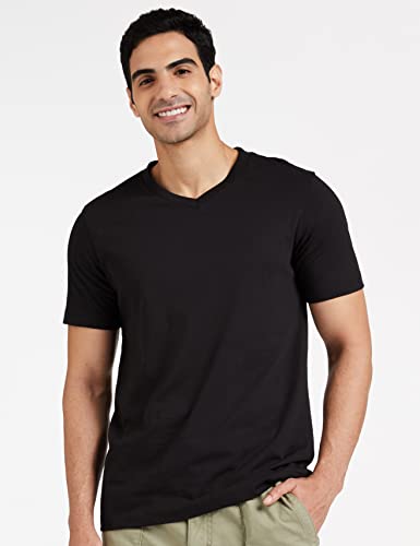 Image of Amazon Brand - Symbol Men's Solid Cotton T Shirt | Plain | V Neck | Half Sleeve-Regular Fit | Combo Pack of 3 (Available in Plus Sizes)