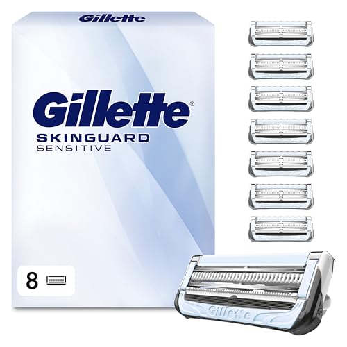 Gillette SkinGuard Sensitive Rasierklingen, Klingen für Männer, 8 Original Ersatzklingen für Nassrasierer Herren mit Hautschutz