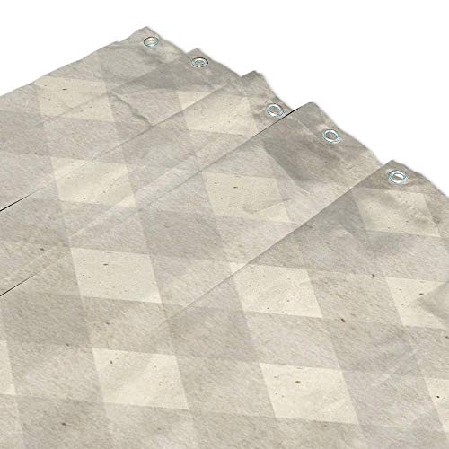 Rideau de douche imperméable beige grand format avec anneaux design - 4