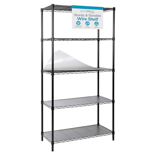 Internet's Best 5-Shelf Adjustable Wire Shelving with Shelf Liners | Heavy Duty Storage Rack | Metal Shelf for Garage, Restaurant, Industrial Use - Sturdy Steel Frame | Black | 36" W x 18" D x 72" H
