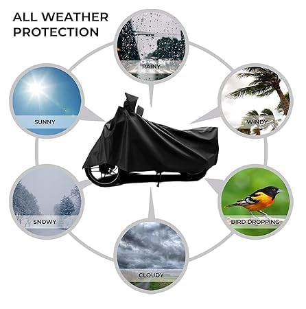 Image of SHAH BROTHERS Water Resistant Bike Cover Compatible for TVS Jupiter Classic Motorcycle /Bike Body Cover - Black
