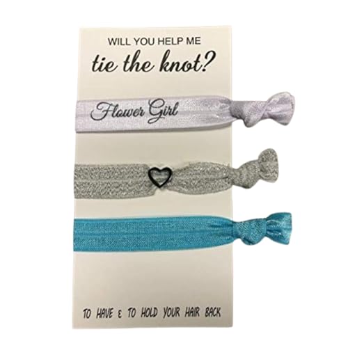 Infinity Collection - Turquoise Flower Girl Hair Ties (3pcs) - Will You Help Me Tie The Knot? - Hair Accessories for Wedding, 3 Count