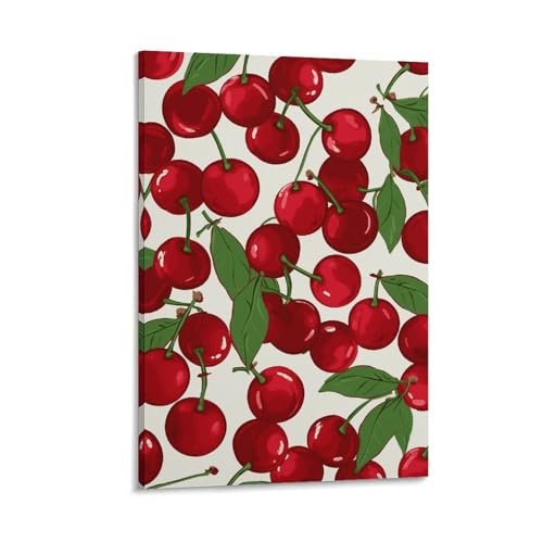 Toile cerises rouges moderne pour revitaliser un mur terne