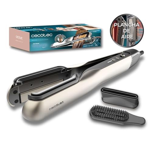 Cecotec Plancha de Pelo con Aire RitualCare Air Lisse 2in1 Aluminium. 1000W, Seca y Alisa, Reduce el Daño por Altas Temperaturas, Motor Digital, 106000RPM, Plasma, Cerámica y Queratina