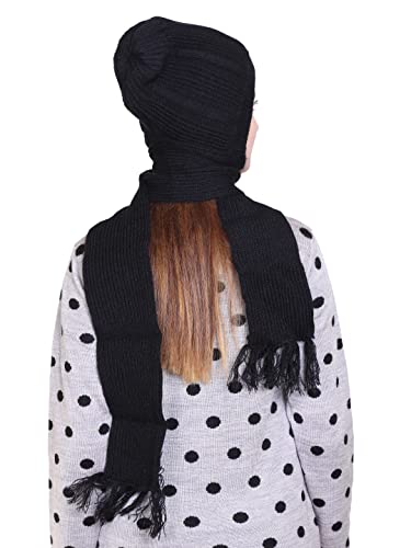 Image of Gajraj Unisex Soft Knitted Winter Warm Woolen Cap with Woolen Lovely Muffler|Fur Cap with Muffler