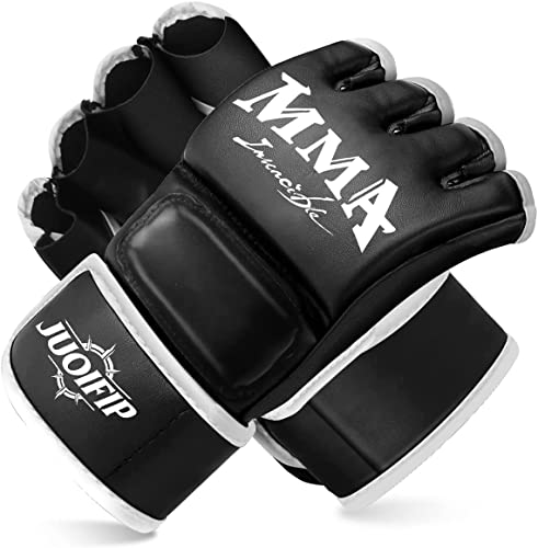 Juoifip Mma Gloves For Men Women -Training Half Finger Gloves With More Padding - Synthetic Leather Boxing Glove Heavy Bag Gloves For Training Mma Ufc Kickboxing Muay Thai #TOP30