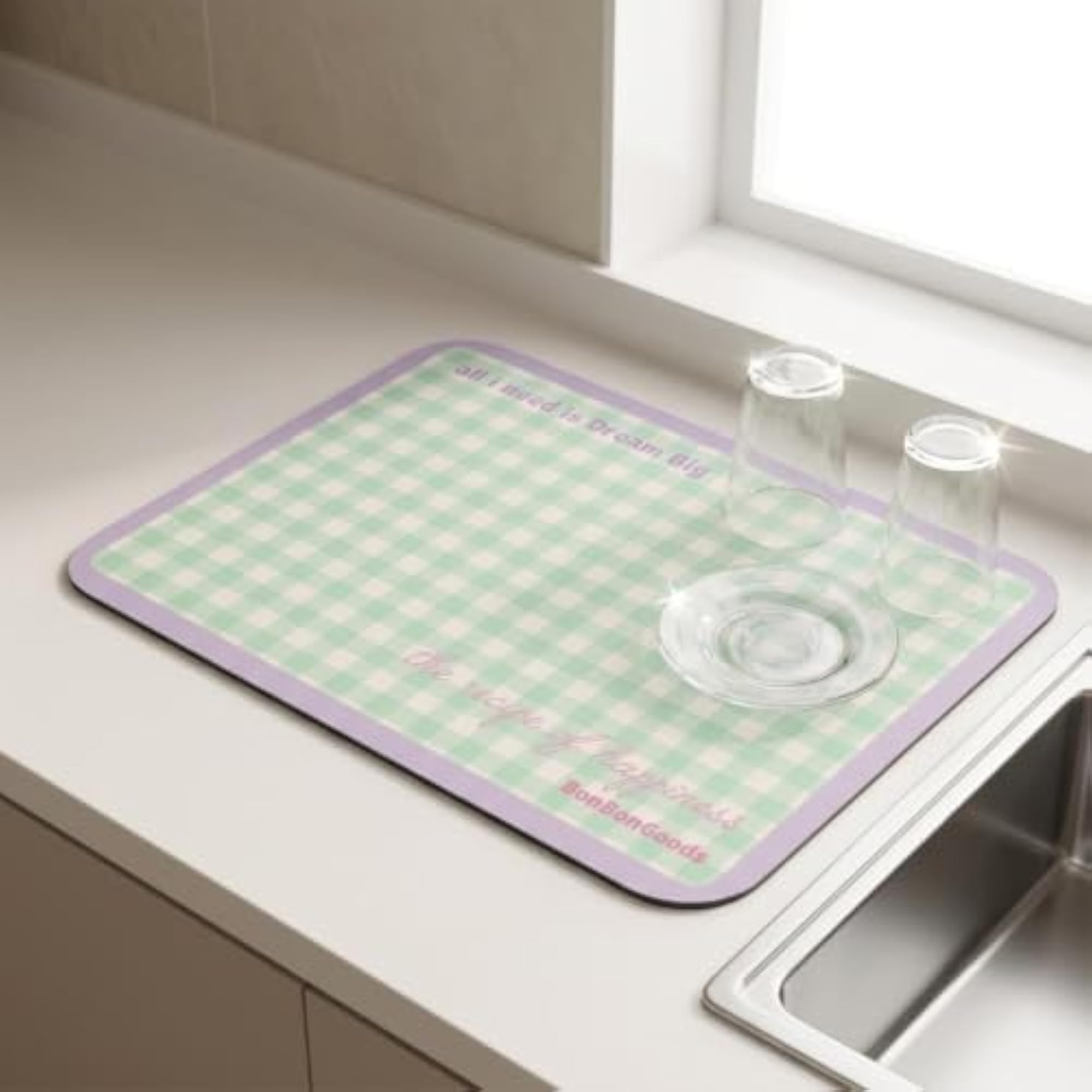 Colorful Plaid Diatomaceous Earth Kitchen Mat