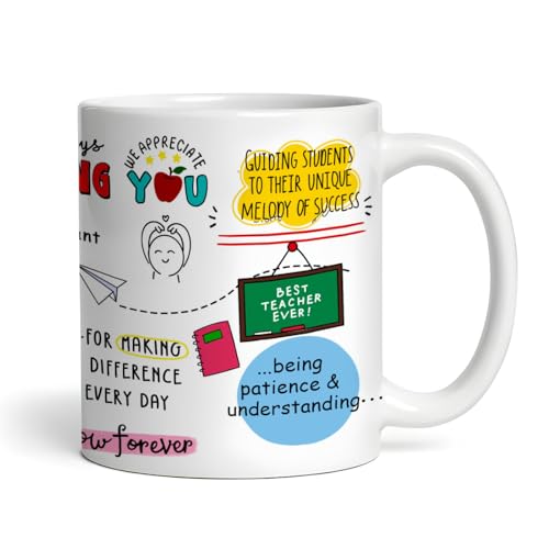 Image of DAYS Thank You Teacher Personalized Mug - Custom Teacher's Name Best Teacher Gift, Teacher on Birthday Helping Me to Grow Ceramic Mug 11oz (Thank You Teacher)