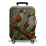 LNXSESN Funda Maleta Cabina Hojas Verdes Marrones Funda para Maletas de Viaje Elástico Fundas Maletas de Viaje Lavable Protector de Equipaje con Cremallera Fundas para Maleta para 22-25 Pulgadas