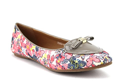 J'aime Aldo Women's Heart-1 Floral Print Pointy Toe Slip On Ballet Flats Shoes