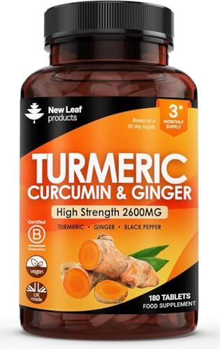 Turmeric Tablets 2600mg with Black Pepper & Ginger - 95% Curcumin...