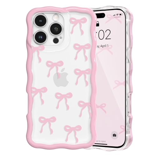 Coque iPhone 15 Pro Max nœud rose idée cadeau mignon pour femmes filles