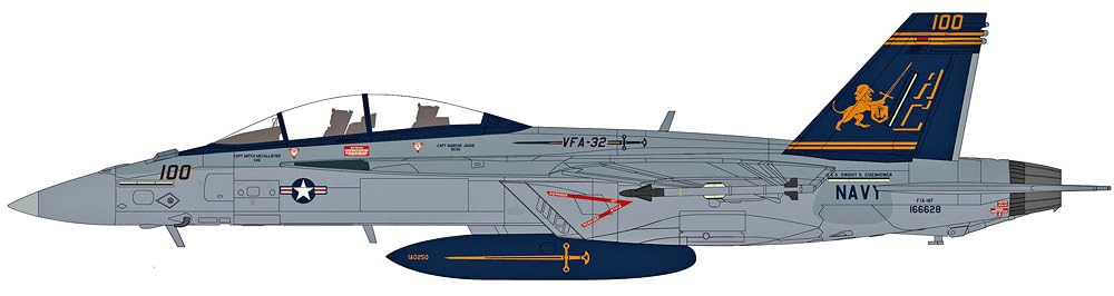 Hobby Master | 1:72 Scale Diecast Military Aircraft Replica | F:A-18F Super Hornet AC100:166628, VFA-32 Fighting Swordsmen, EAA AirVenture, OshKosh 2023 | Model HA5137