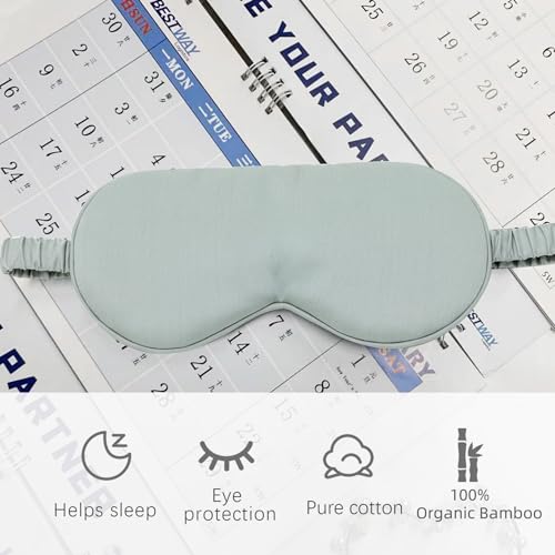 HBHLFZ-Sleep-Mask-Cover-Pack-of-2-Organic-Bamboo-Fiber-Eye-Sleep-Shield-Blinder-Adjustable-Padded-Eye-Masks-for-Sleeping-Night-Shade-Travel-Nap-for-Women-Men-Light-Gray