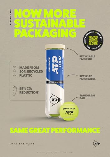 DUNLOP Tennisball ATP Tour - für Sand, Hartplatz und Rasen (4 Bälle)