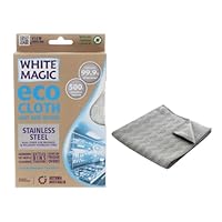 White Magic Microfibre Eco Cloth Stainless Steel Cleaning and Polishing, 2 Pack Bundle, Grey, 32 x 32cm