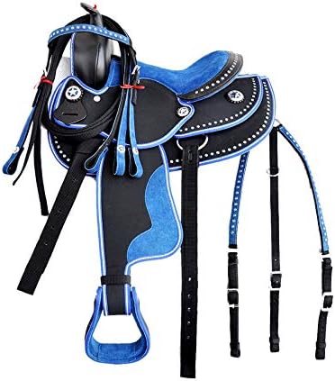 Western Barrel Racing Handmade Synthetic Cordura Horse Saddle Lightweight Trail Tack Equestrian Get Matching Headstall, Breastplate & REINS, Size: 10-18 inches Seat, DD09