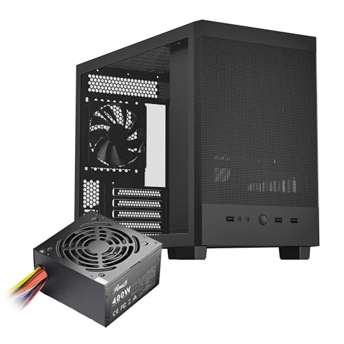 Image of Rosewill Micro ATX Mini Tower PC Case with Pre-Installed 400W Power Supply | Temper Glass Side Panel | 240mm & 280mm Radiator Support | 1 x USB 2.0 | 2 x USB 3.0 | 1 x 120mm PWM Rear Fan | FBM-Z2-400
