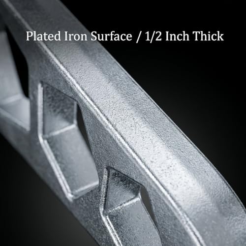 Image of QWORK 5-Hole Fire Hydrant Wrench 14-1 /4 inch, Galvanized Iron Construction - Fits Standard Pentagon Nuts for Outdoor Firefighting, Utility Work & Maintenance