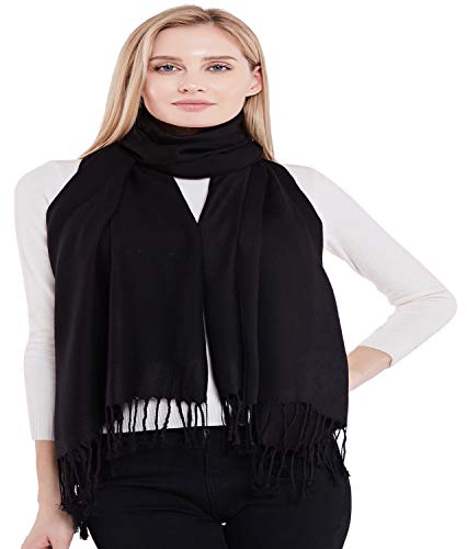 CJ Apparel Black 100% Cashmere Shawl Pashmina Scarf Wrap Stole Head Wrap Hand Made in Nepal New4