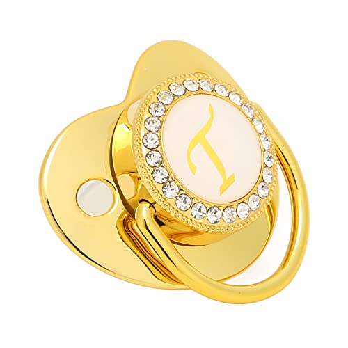 Goldener Baby-Schnuller, 26 Buchstaben, gebogenes Design, Silikon-Bling-Baby-Schnuller mit Clips für 6 bis 18 Monate Baby T