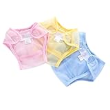 Ipetboom 3 piezas Pañales Reutilizables de Malla Transpirable para Cubrepañales Lavables de Poliéster Pantalones de Entrenamiento para Meses Colores Rosa Amarillo y Azul Talla