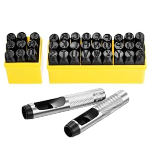 WorkBless 36PCS Metal Stamping Kit, 1/2″(12.5mm) Steel Number and Letter Punch Set, Include A-Z Alphabet, Number 0-8, & Symbol, Stamping Tool for Imprinting Plastic, Wood, Leather, Jewelry