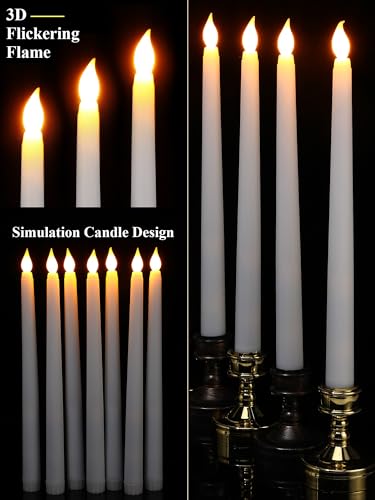 Image of Funtery 48 Pcs Flameless LED Taper Candles Battery Operated Candles Bulk Realistic LED Candlesticks Flickering for Wedding Church Party Home Decor(White,11 Inch,Classic Style)
