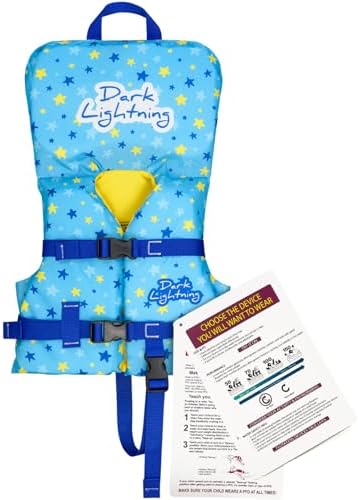 Dark Lightning USCG Approved Life Jacket for Toddlers 1-3 Years Old, Swimming Pool Floats 20-30 Pounds,Baby/Infant Life Vest 0-30 lbs, Starfish