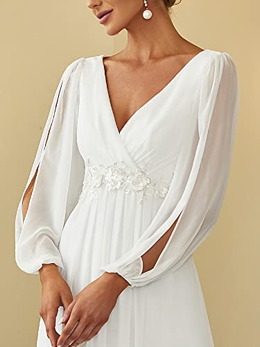 Ever-Pretty-Vestido-de-Noche-Talla-Grande-Largo-para-Mujer-Escote-V-Profundo-Manga-Larga-A-linea-con-Apliques-Blanco-44