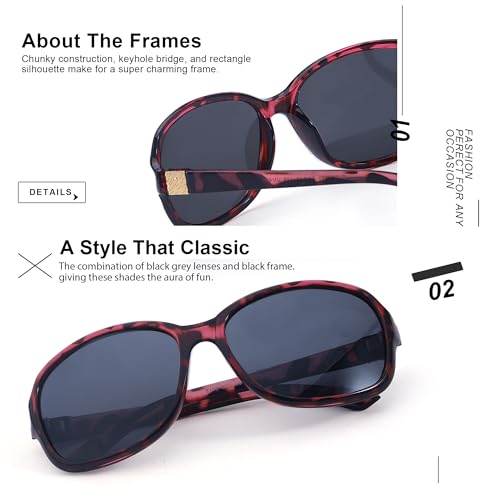 Image of SIPHEW Polarized Sunglasses for Women | Vintage Square Sunglasses w UV400 Protection | Womens Wraparound Shade