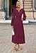 MEROKEETY Winter Spring Midi Dresses for Women 2026 Casual Vacation Long Sleeve V Neck Tiered Cotton Maxi Dress Pockets, Wine, Large