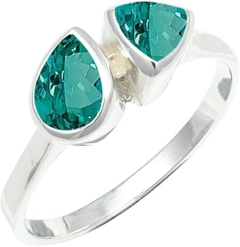 SILVERNROCK Green Paraiba Tourmaline Lab Grown Gemstone Silver plated Ring Men &