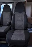 Generisch Sitzbezüge für Wohnmobile, Pilotsitze, Fahrersitz und Beifahrersitz, 2 Sitzer, Hochwertige Stoffe, Waschbar, Sitzschoner, Set 1+1, Schwarz