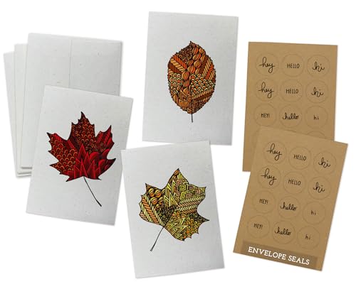 Cartes de vœux Zentangle Fall avec enveloppes | Thème feuilles d'automne x24