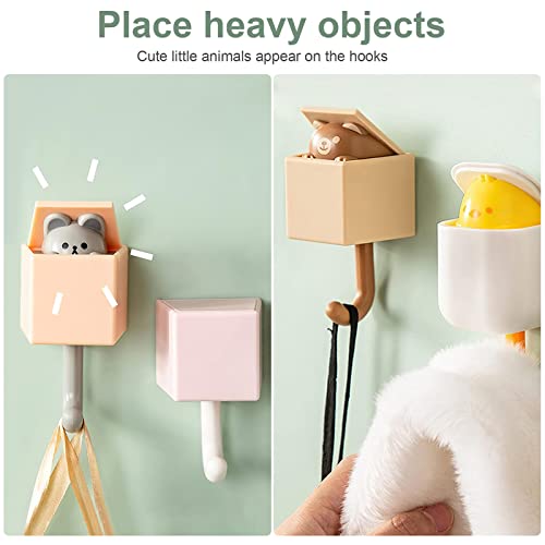 idudu 4Stück Wandhaken Selbstklebend, Hochwertiger Abs-Kunststoff, Wandhaken Kinder,Vielseitige Haken, Abzieh- Und Klebe-Technologie, Breite Anwendung,Cat Key Hooks For Home, Kitchen, Hats, Keys