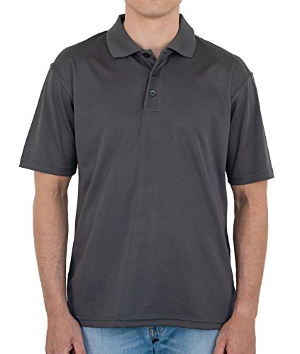 ALL Polo Men's Polo Shirt – Performance Quick Dry Short Sleeve Lightweight Regular Fit Classic Pique Casual Collared Top 8844 Charcoal L