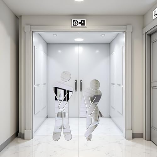 Lustiger Badezimmer-Aufkleber, WC-Aufkleber, Toiletten-Tür-Zubehör, Symbol, Schild, Spiegel-Set für Zuhause, Büro und Arbeit, modisch, abnehmbar, für Mann und Frau, Waschraum, WC-Aufkleber