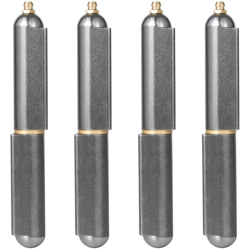 4 Pack 6 Inch Heavy Duty Weld On Hinges Bullet Barrel Weldable Hinges with Grease Fitting Carbon Steel Weld On Hinge for Trailer Ramp Utility Trailer Heavy Swing Gate