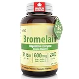 Herba Bromelain Supplement 600mg – 180 Capsules | 2,400 GDU/g High Potency | Powerful Digestive Enzymes for Women and Men | Made in Canada