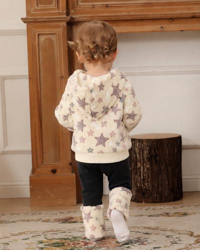 Image of Jecson Toddler Girl Clothes Baby Girl Fleece Hoodie Outfits Thick Thermal Winter Leggings 2Pcs Clothing Sets 6M-4T