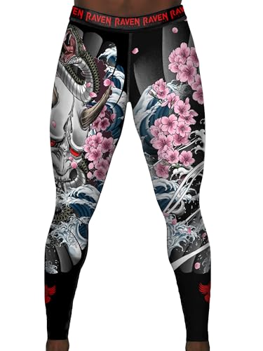 Raven Fightwear Irezumi 3.0 Spats - Mallas BJJ MMA para hombre, Negro -, Medium