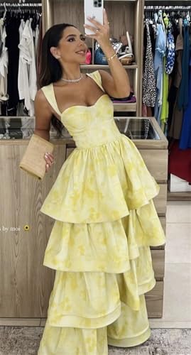 Jacquard Floral Tiered Prom Dresses Sweetheart Corset Ruffle Satin Formal Evening Gowns3