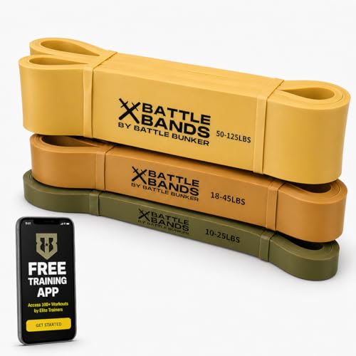 Image of Battle Bands Resistance Bands - Pull Up Assistance Bands & Stretch Bands for Exercise - Heavy Duty Workout Resistance Bands Set for Strength Training, Powerlifting, Home Gym & Stretching - Men & Women