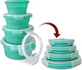 Amazing Containers Silicone Collapsible Food Storage Container with Airtight Lid and Air Vent 4 Pack...
