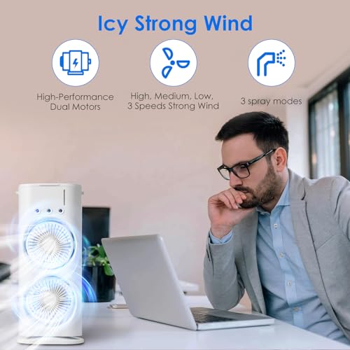Image of Portable Personal Air Cooler with Water Tank & Adjustable 3-Speed Fan, USB Powered Compact Desk Cooling Device for Home, Office, Bedroom & Travel Use