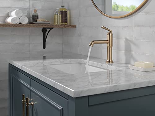 Delta Faucet Saylor Single Hole Bathroom Faucet, Gold Bathroom Faucet, Single Handle Bathroom Sink Faucet, Diamond Seal Technology, Drain Assembly, Champagne Bronze 536-CZMPU-DST by DELTA - Image 2