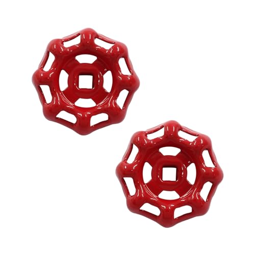 Unlorspy 2Pcs Red Round Wheel Handle Hose Bib Handle 6x6mm